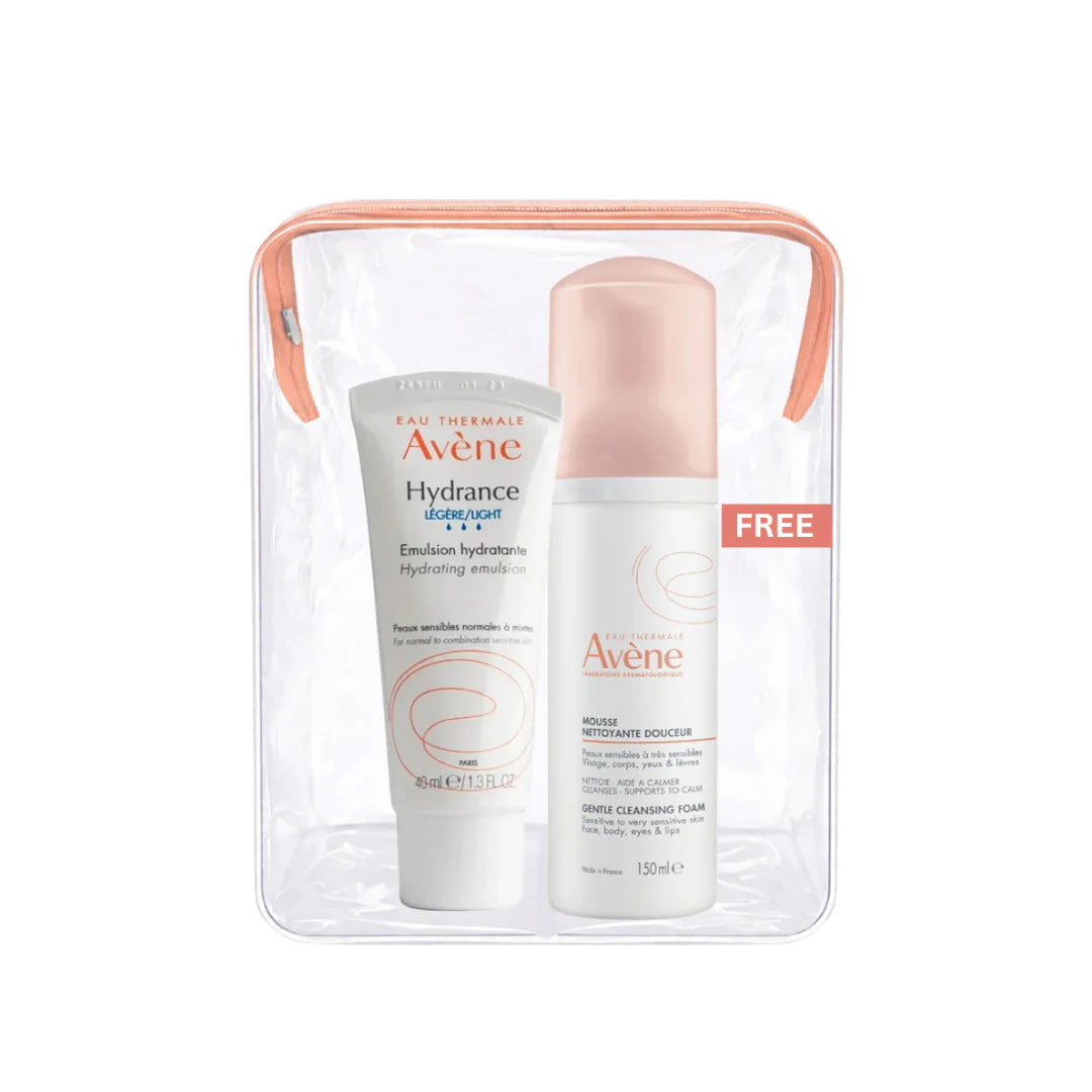 Avène Hydrating Emulsion Hydrance Light And Avène Cleansing Foam Buy 1 Get 1 Pouch Bundle