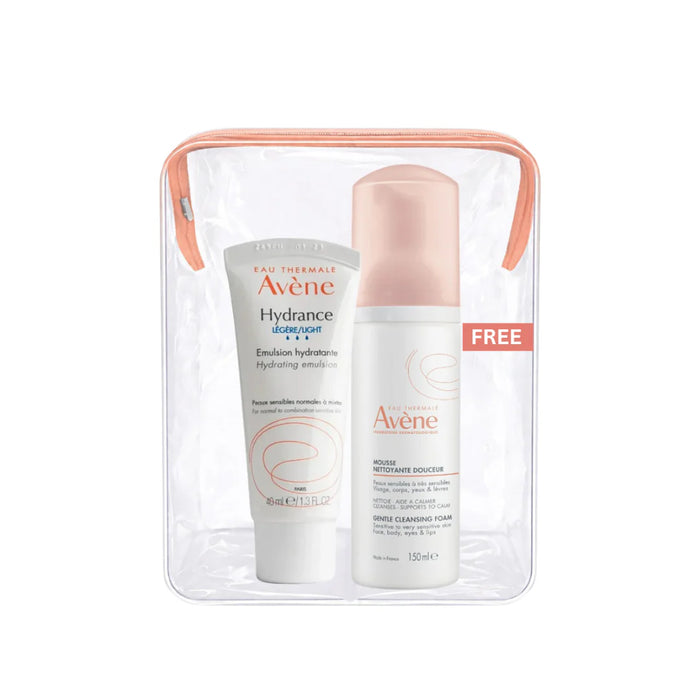 Avène Hydrating Emulsion Hydrance Light And Avène Cleansing Foam Buy 1 Get 1 Pouch Bundle
