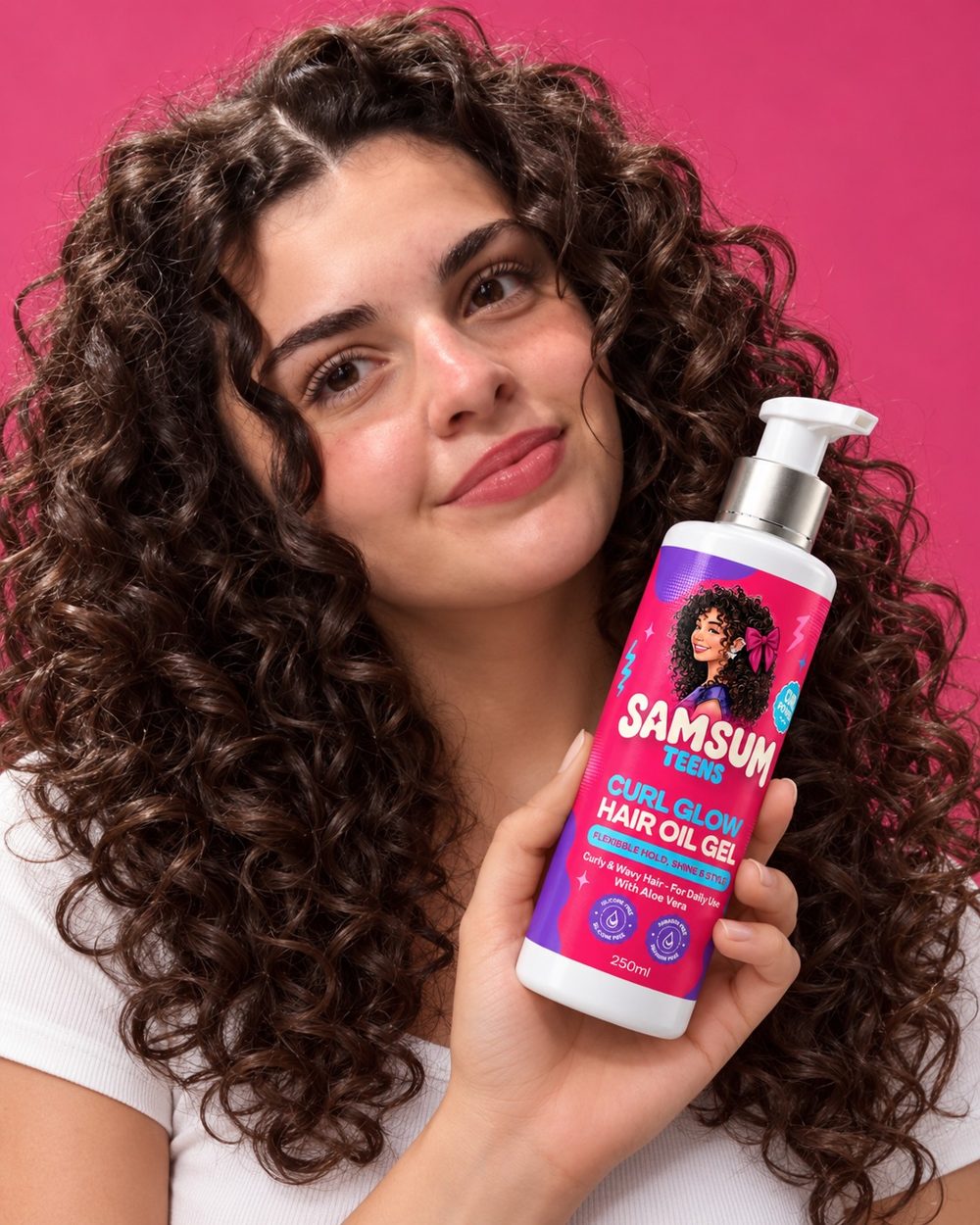 SAMSUM TEENS Curl Glow Hair Oil Gel 250 ml · Flexible hold, shine & style