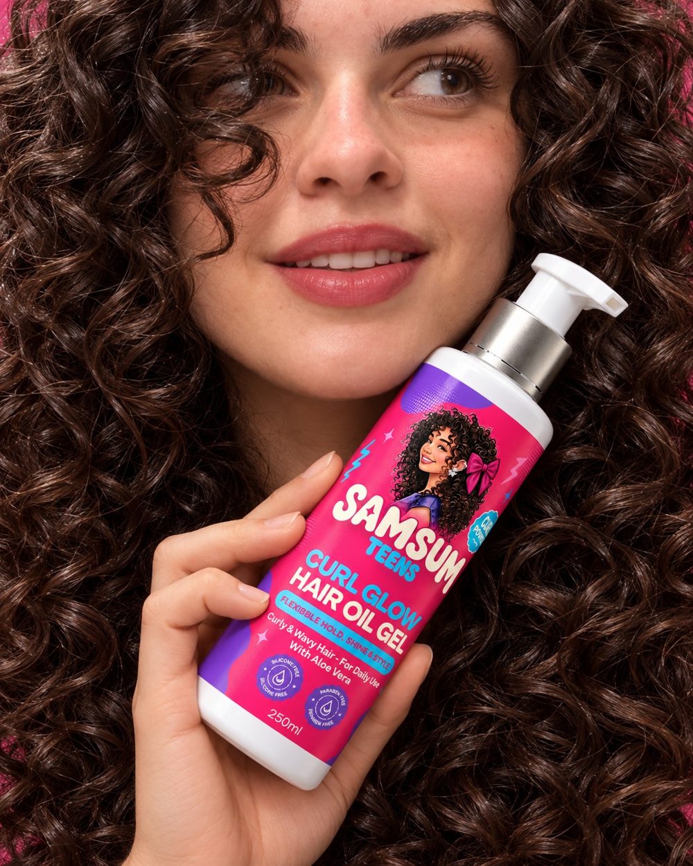 SAMSUM TEENS Curl Glow Hair Oil Gel 250 ml · Flexible hold, shine & style