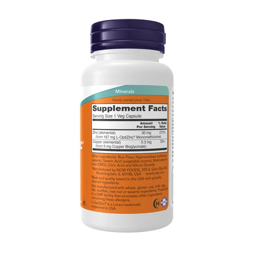 Now L-Optizinc 30 Mg 100 Capsules