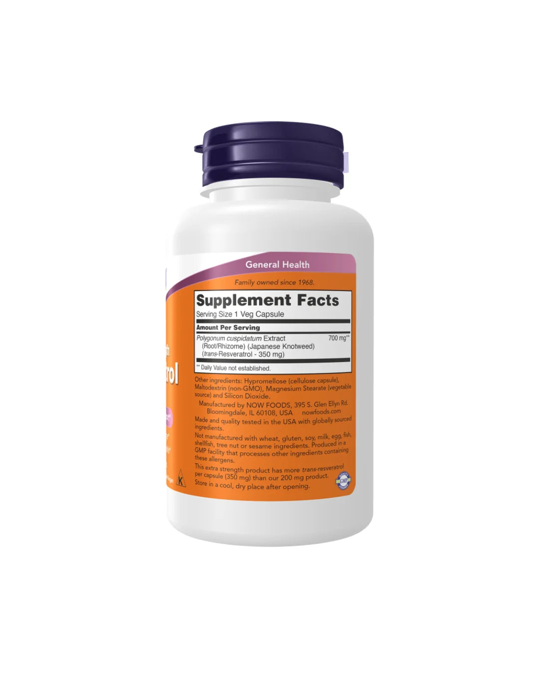 Now Extra Strength Resveratrol 350 Mg 60 Capsules