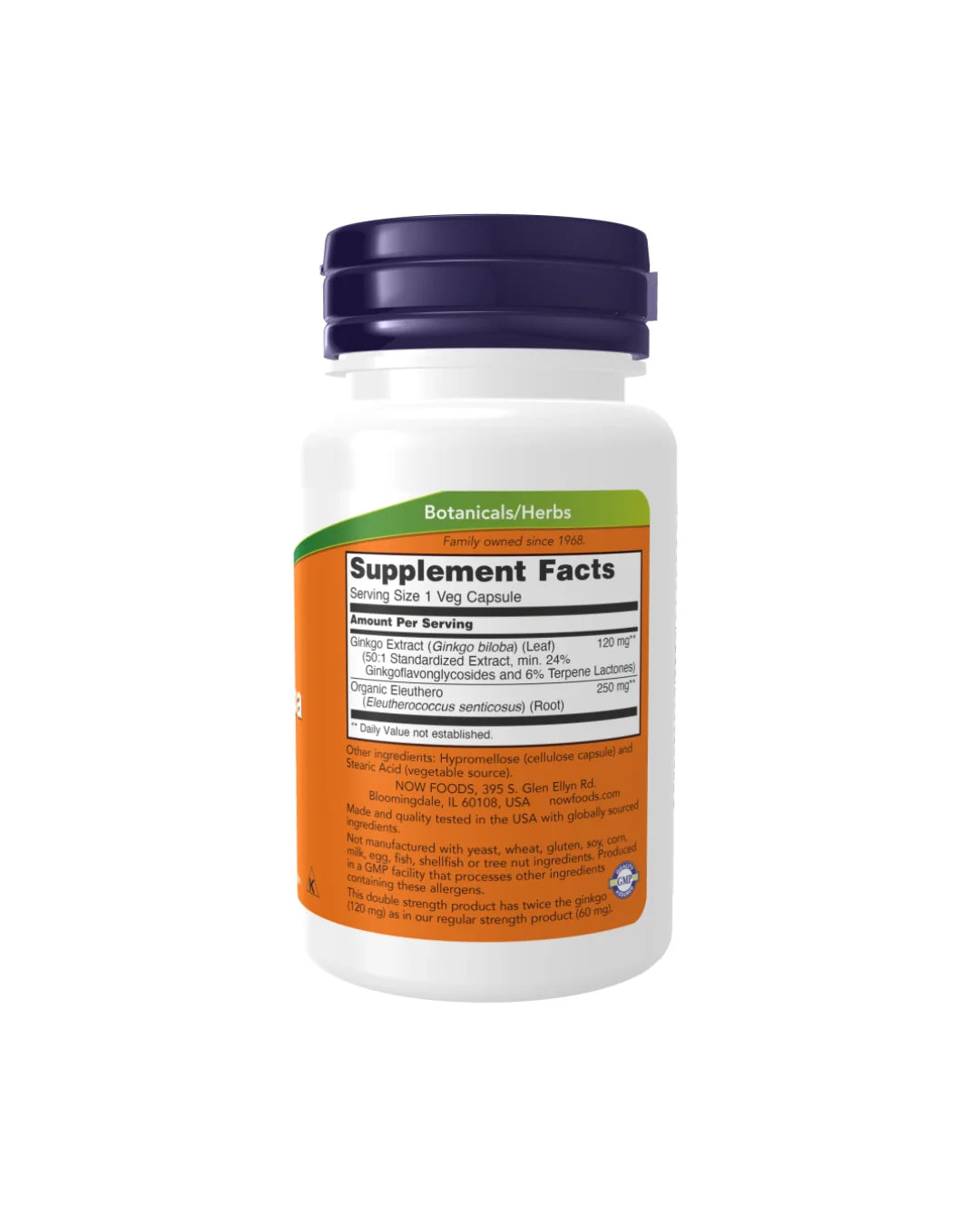 Now Double Strength Ginkgo Biloba 120 Mg 50 Capsules