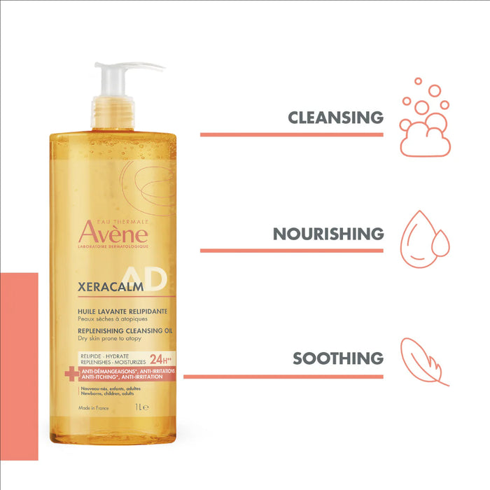 Avene Xeracalm AD For Dry Skin Lipid-Replenishing Cleansing Oil 1L