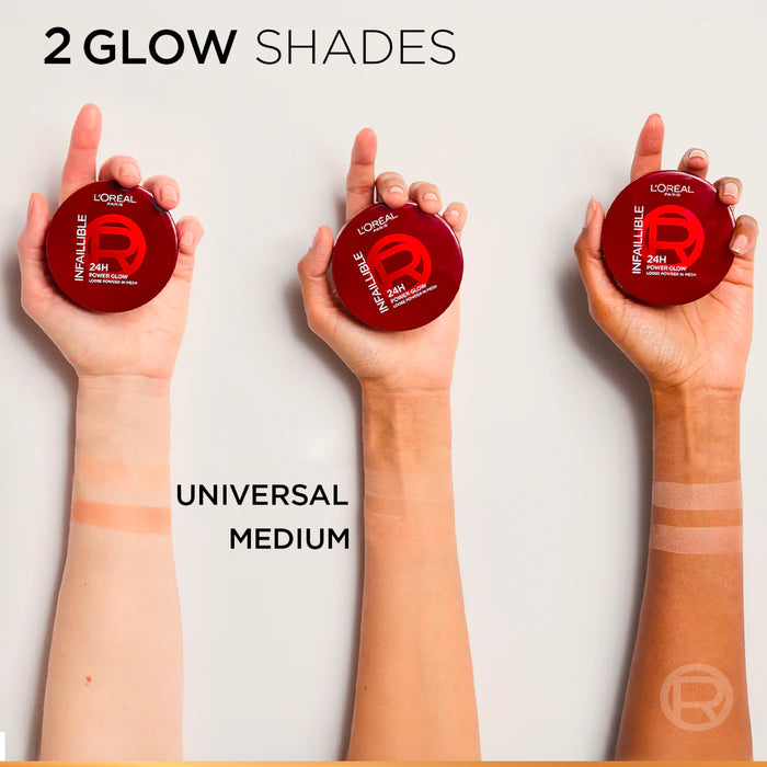 L’Oréal Paris Infaillible 24H Power Glow Loose Powder in Mesh, Pore Blurring, Radiant Glow, and Hydrating Formula
