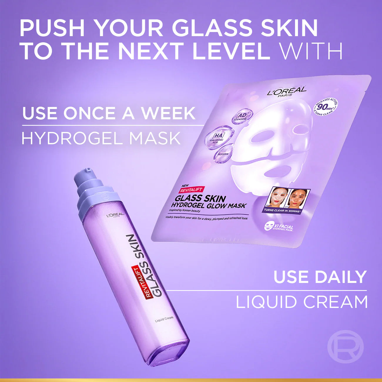 L’Oréal Paris Revitalift Glass Skin Hydrogel Glow Mask, Transform Your Skin For A Dewy, Plumped, Glass Skin In Only 90 Minutes
