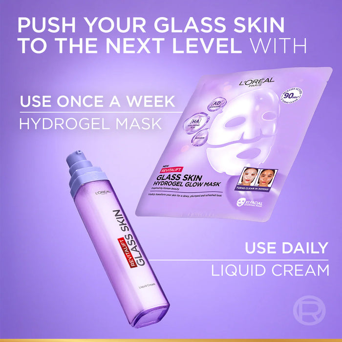 L’Oréal Paris Revitalift Glass Skin Hydrogel Glow Mask, Transform Your Skin For A Dewy, Plumped, Glass Skin In Only 90 Minutes