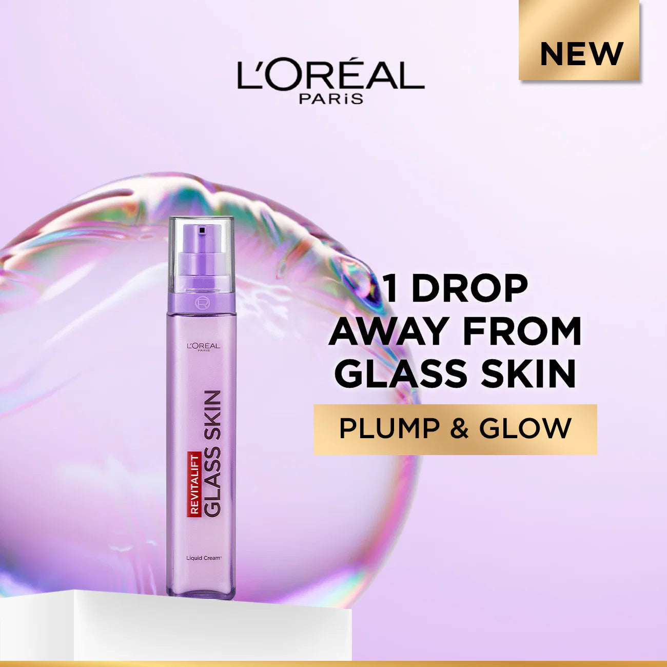 L’Oréal Paris Revitalift Glass Skin Liquid Cream: 1 drop for 100H Glowing Hydration With Hyaluronic Acid & Vitamins B3+B5+C for Dewy, Plumped Glass Skin 50ML
