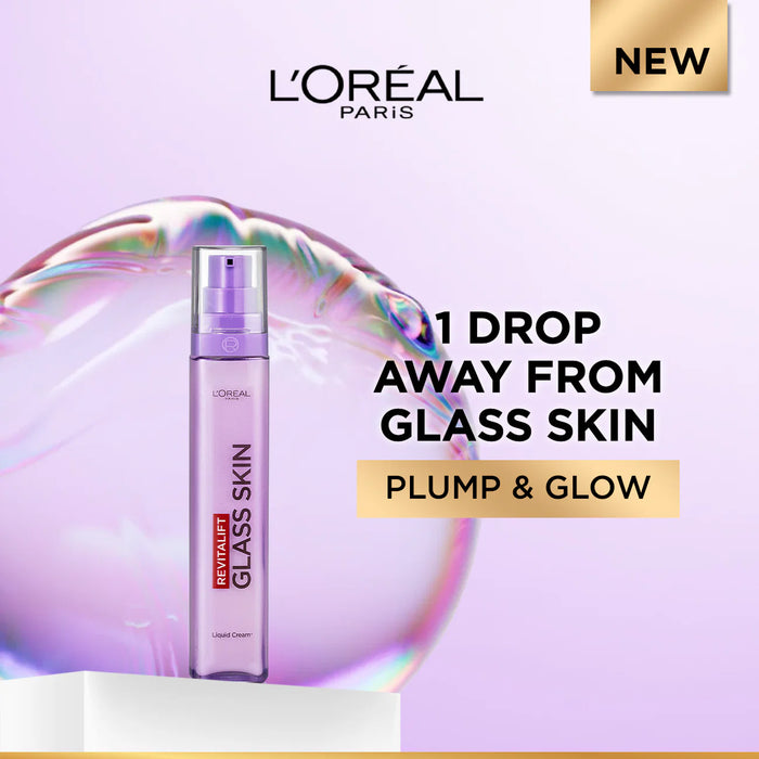 L’Oréal Paris Revitalift Glass Skin Liquid Cream: 1 drop for 100H Glowing Hydration With Hyaluronic Acid & Vitamins B3+B5+C for Dewy, Plumped Glass Skin 50ML