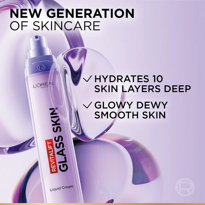 L’Oréal Paris Revitalift Glass Skin Liquid Cream: 1 drop for 100H Glowing Hydration With Hyaluronic Acid & Vitamins B3+B5+C for Dewy, Plumped Glass Skin 50ML