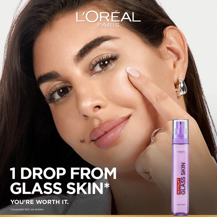 L’Oréal Paris Revitalift Glass Skin Liquid Cream: 1 drop for 100H Glowing Hydration With Hyaluronic Acid & Vitamins B3+B5+C for Dewy, Plumped Glass Skin 50ML