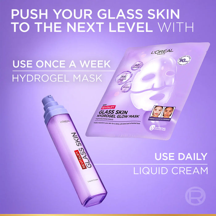 L’Oréal Paris Revitalift Glass Skin Liquid Cream: 1 drop for 100H Glowing Hydration With Hyaluronic Acid & Vitamins B3+B5+C for Dewy, Plumped Glass Skin 50ML
