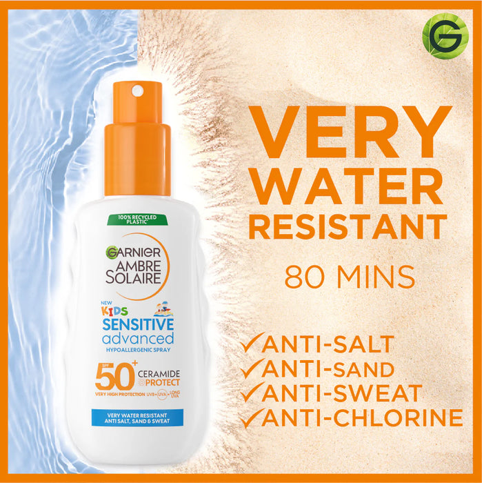 GARNIER AMBRE SOLAIRE SENSITIVE ADVANCED SPF 50+ CERAMIDE PROTECT SUNSCREEN SPRAY FOR KIDS (150ML)