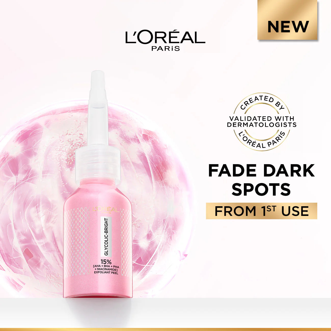 L’Oréal Paris Glycolic-Bright Anti-Dark Spot Exfoliant Peel 15% AHA + BHA + PHA + Niacinamide 25ml