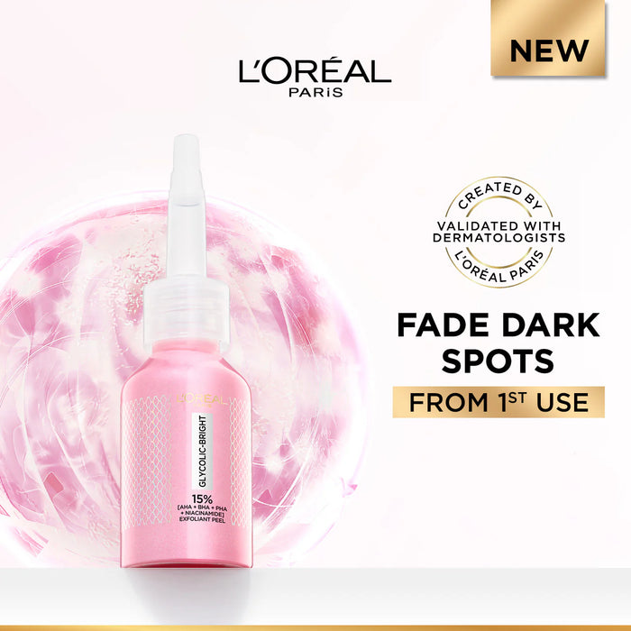 L’Oréal Paris Glycolic-Bright Anti-Dark Spot Exfoliant Peel 15% AHA + BHA + PHA + Niacinamide 25ml