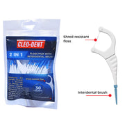 Cleodent 2 In 1 Floss Pick With Interdental Brush