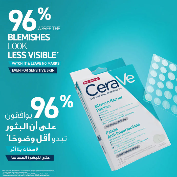 CeraVe Blemish Barrier With 3 Essential Ceramides And Niacinamide Patches 22s