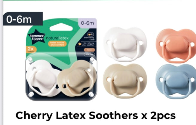Tommee Tippee Cherry Latex Soothers x2 0-6M