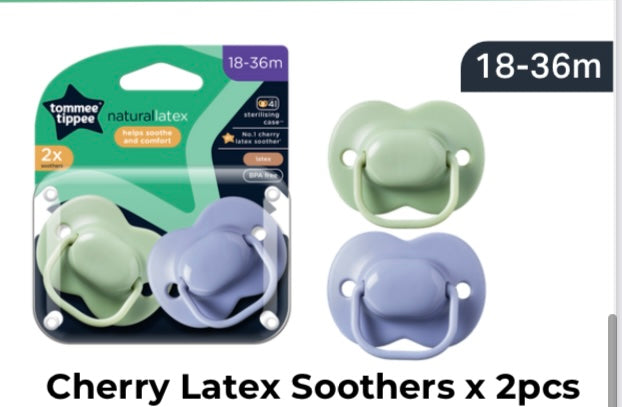 Tommee Tippee Cherry Latex Soothers x2 18-36M