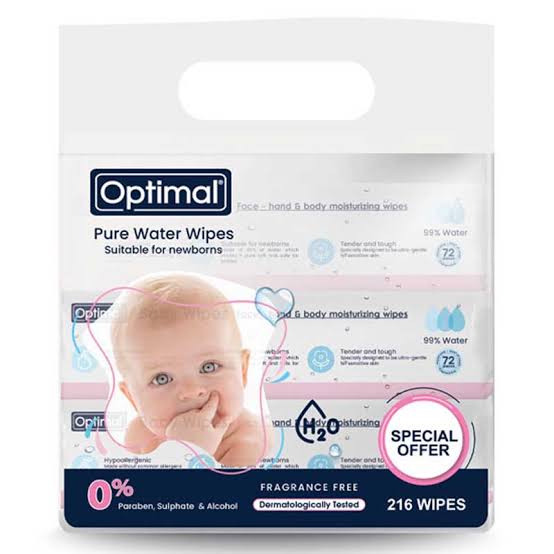 Optimal Pure Water Wipes Pack of 3 ( 216wipes)