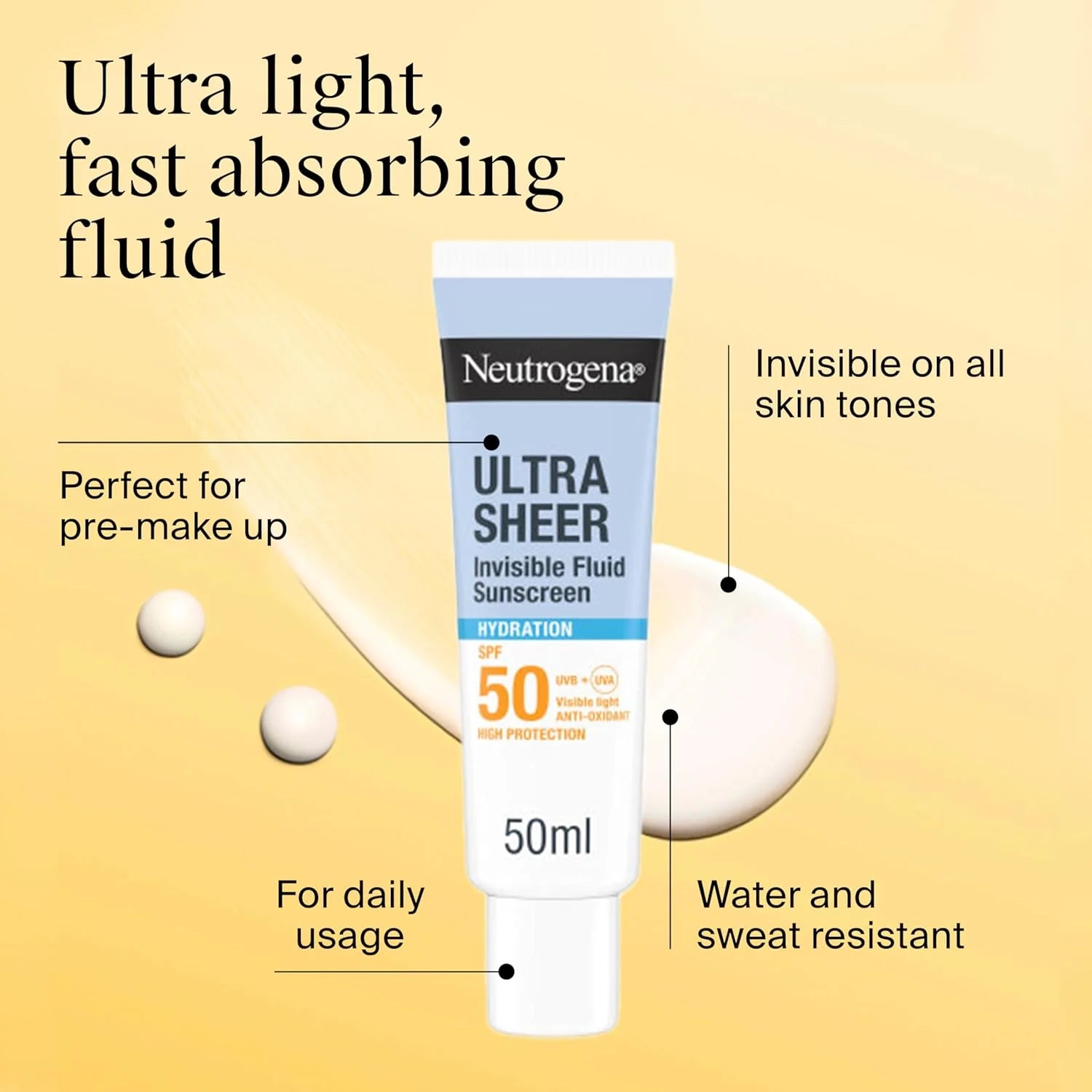 NEUTROGENA Ultra Sheer Invisible Hydration Fluid Sunscreen SPF50 50ml
