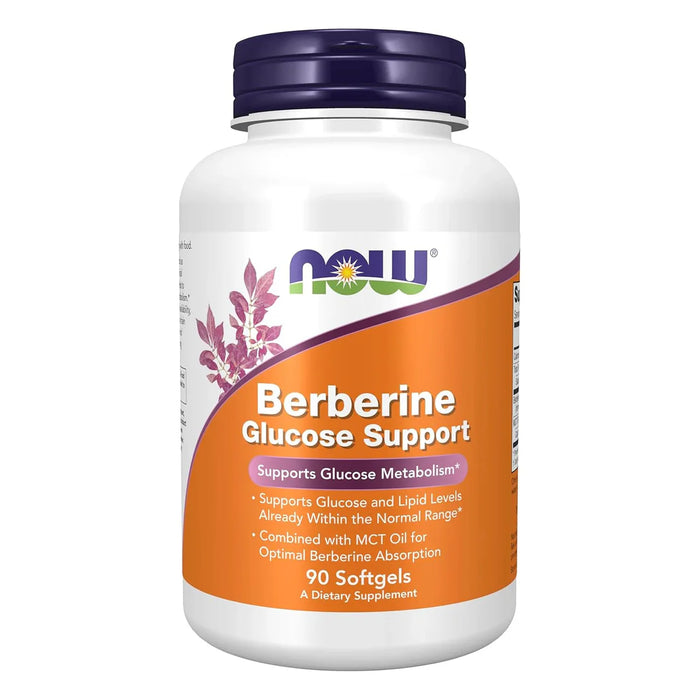 Now Berberine Glucose Support, Combined With MCT Oil For Optimal Berberine Absorption, 90 Softgels