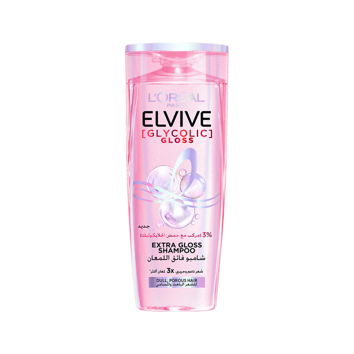 L’ORÉAL ELVIVE, GLYCOLIC GLOSS SHAMPOO, OUR FIRST AT-HOME GLOSSING TREATMENT, 3% [GLOSS COMPLEX] WITH GLYCOLIC ACID