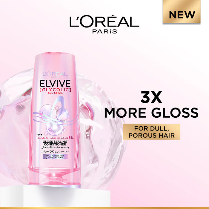 Loreal ELVIVE, GLYCOLIC GLOSS CONDITIONER, OUR 1ST AT HOME GLOSSING TREATMENT, 5% [GLOSS COMPLEX] WITH GLYCOLIC ACID, 200ML