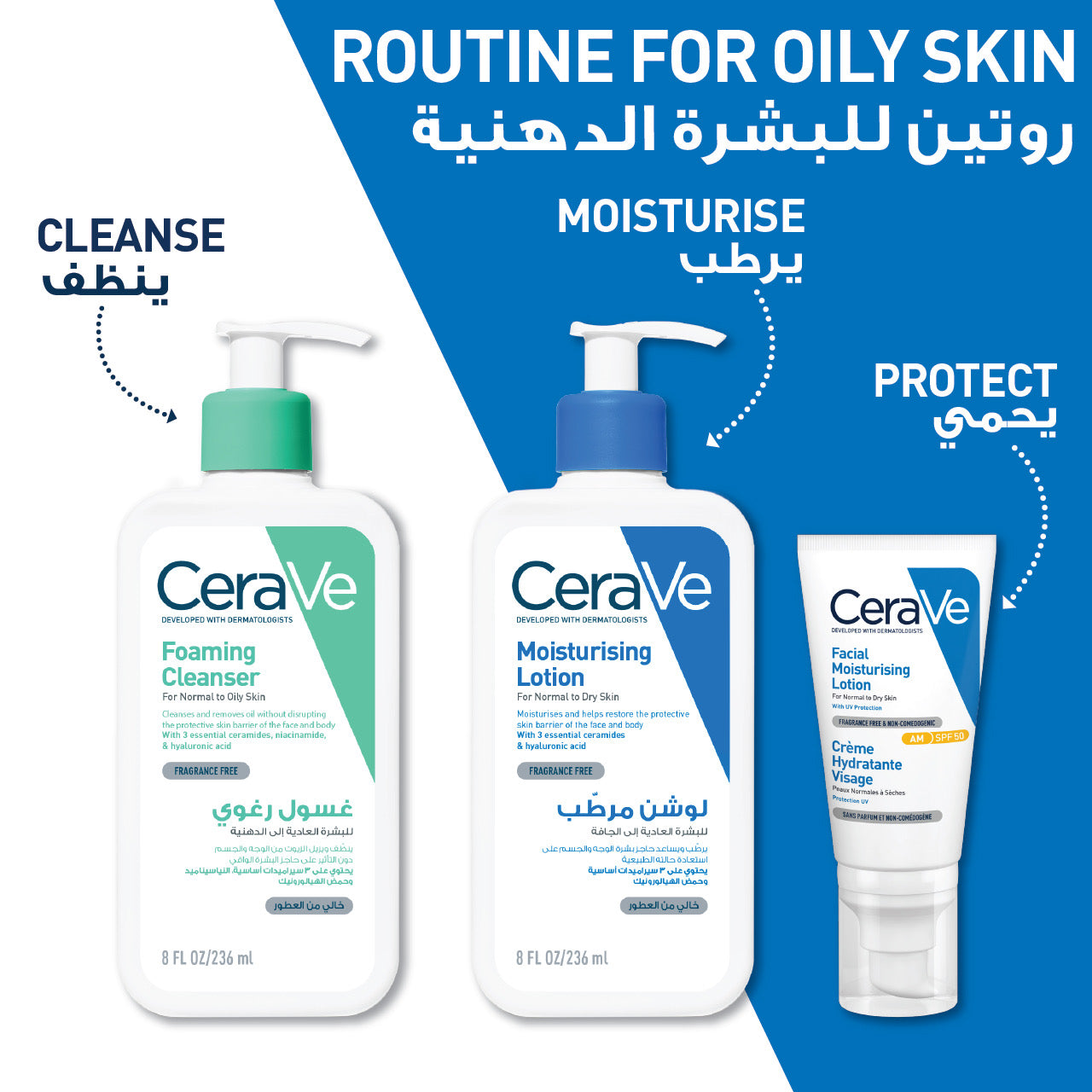 CERAVE FOAMING CLEANSER FOR NORMAL TO OILY SKIN WITH HYALURONIC ACID 236ML
