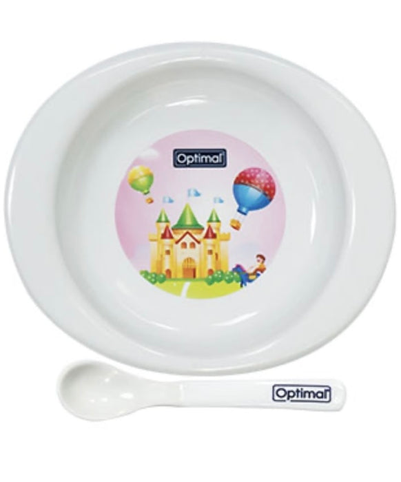 OPTIMAL Feeding Plate With Silicone tip spoon (4m+)