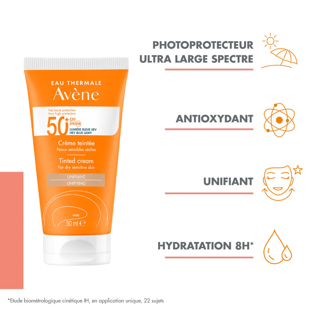 Avene Sunscreen Tinted Cream SPF50 Get Free After-sun Repair Lotion Bundle