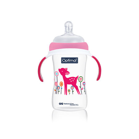 OPTIMAL Extra Wide Neck Feeding Bottle With Handle 240ml