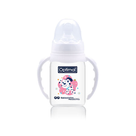 OPTIMAL Narrow Neck Orthodontic Feeding Bottle- Handle 140ml