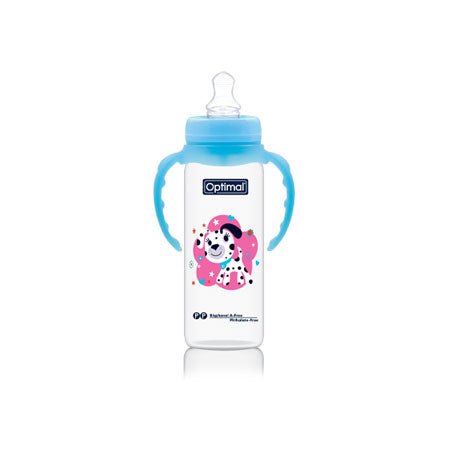 OPTIMAL Narrow Neck Orthodontic Feeding Bottle With Handle 240ml