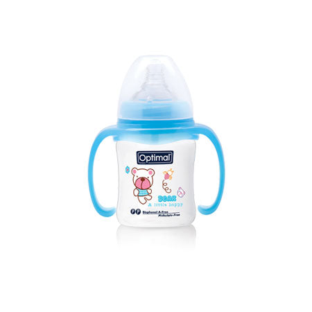 OPTImal Wide Neck Feeding Bottle With Handle 180ml