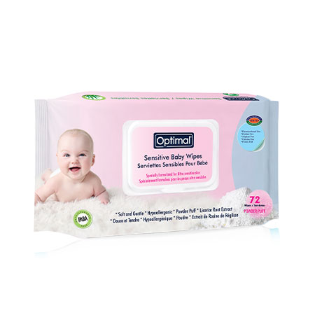 OPTIMAL Baby Wipes With Plastic LiD PINK 72 WIPES