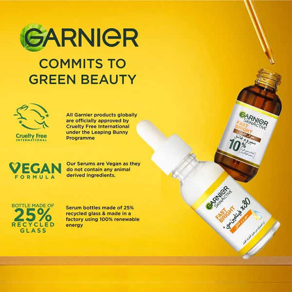 GARNIER FAST BRIGHT 10% PURE VITAMIN C & HYALURONIC ACID - BRIGHTENING NIGHT SERUM 30ML