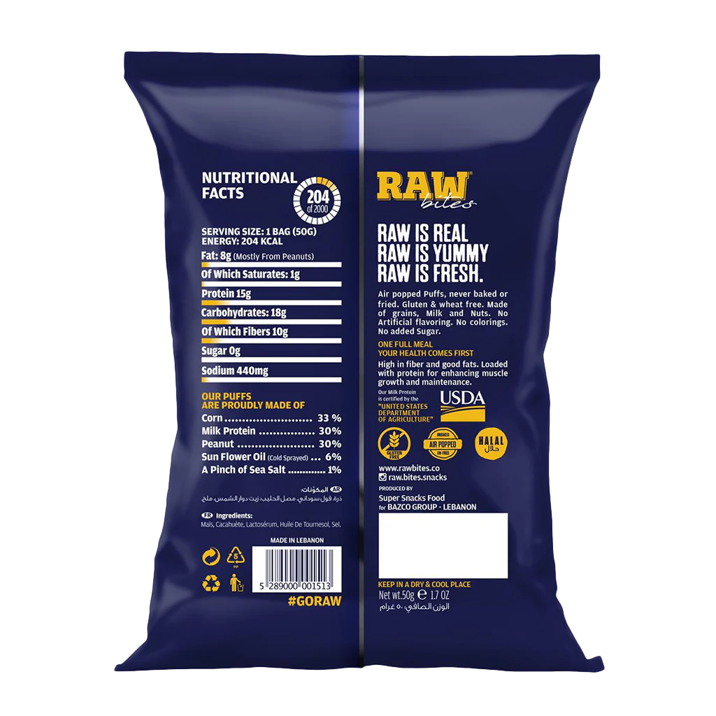 RAW BITES PEANUT BUTTER PUFFS 15G