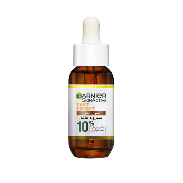 GARNIER FAST BRIGHT 10% PURE VITAMIN C & HYALURONIC ACID - BRIGHTENING NIGHT SERUM 30ML