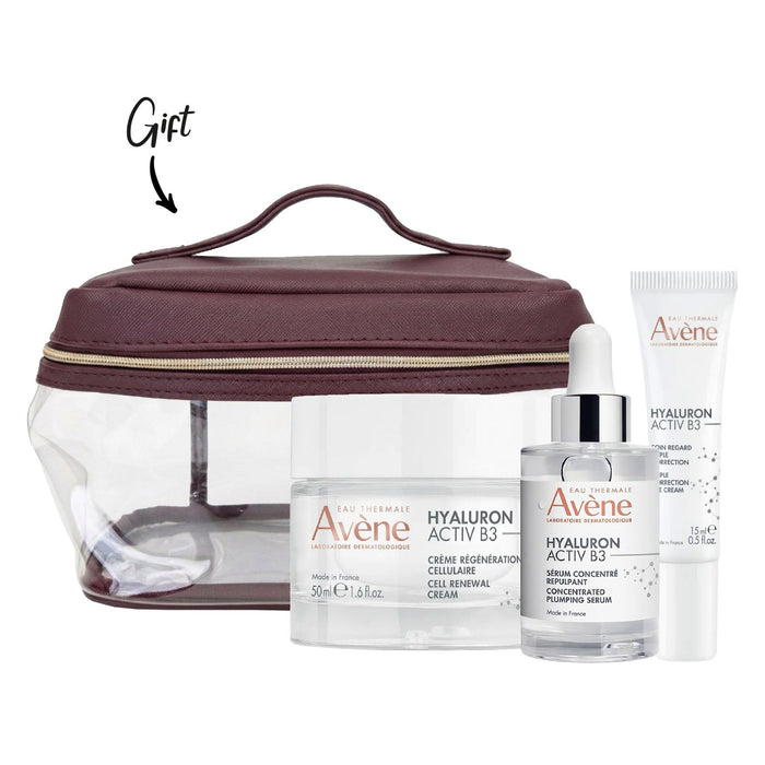 Avene Hyaluron Day Cream 50ML+ Avene Hayluron Serum 30ML+ Avene Hayluron Eyes 15ML + FREE POUCH