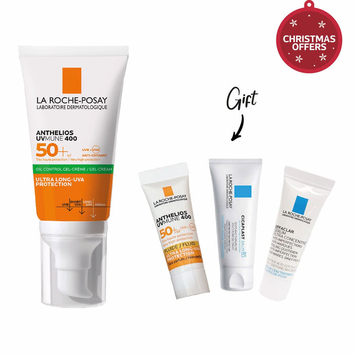 LAROCHE POSAY A NTHELIOS UVMUNE GEL-CREAM DRYTOUCH ANTISHINE 50ML + FREE LAROCHE POSAY CICAPLST BUME B5 SAMPLE+ LAROCHE POSAY ANTHELIOS UVMUNE 400 SPF50 SAMPLE + LA ROCHE POSAAY EFFACLAR SERUM SAMPLE