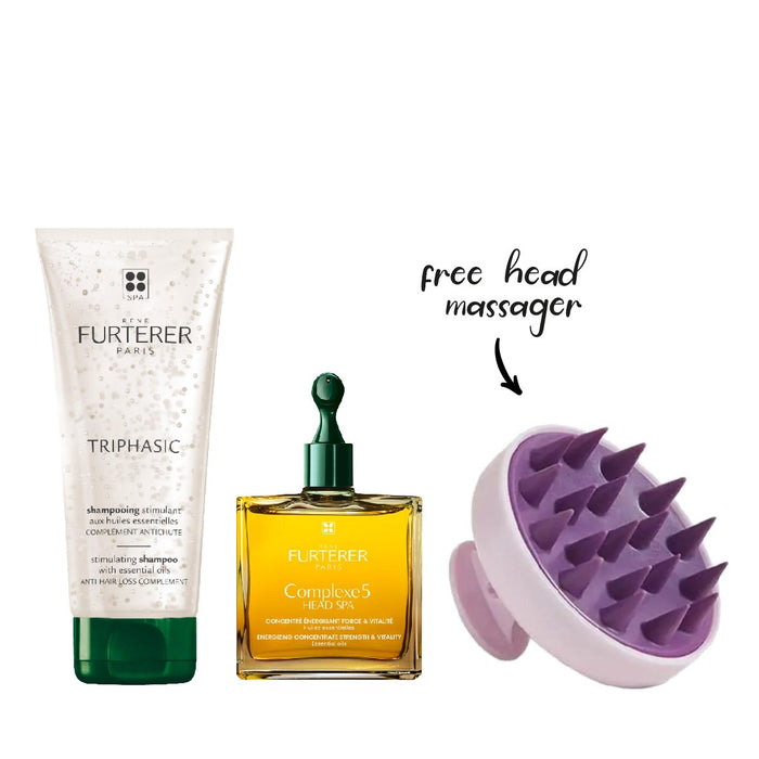 Rene Furtere Triphasic Shampoo 200ml + Complex 5+ FREE Scalp massager