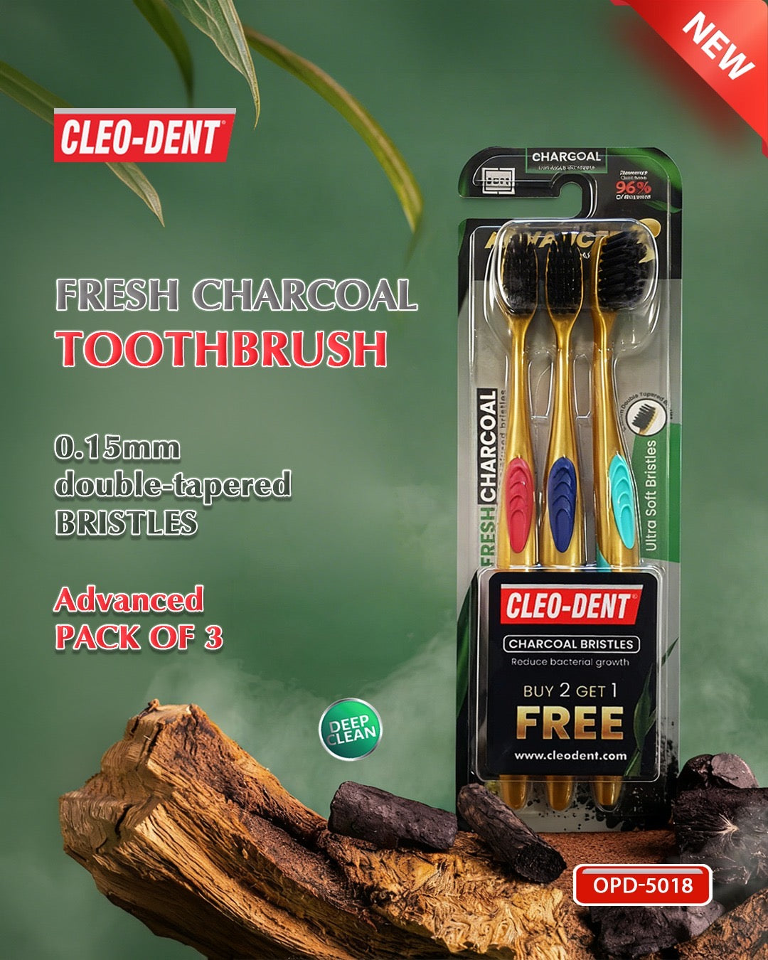 Cleodent Charcoal Bristles Buy 2 Get 1 FREE
