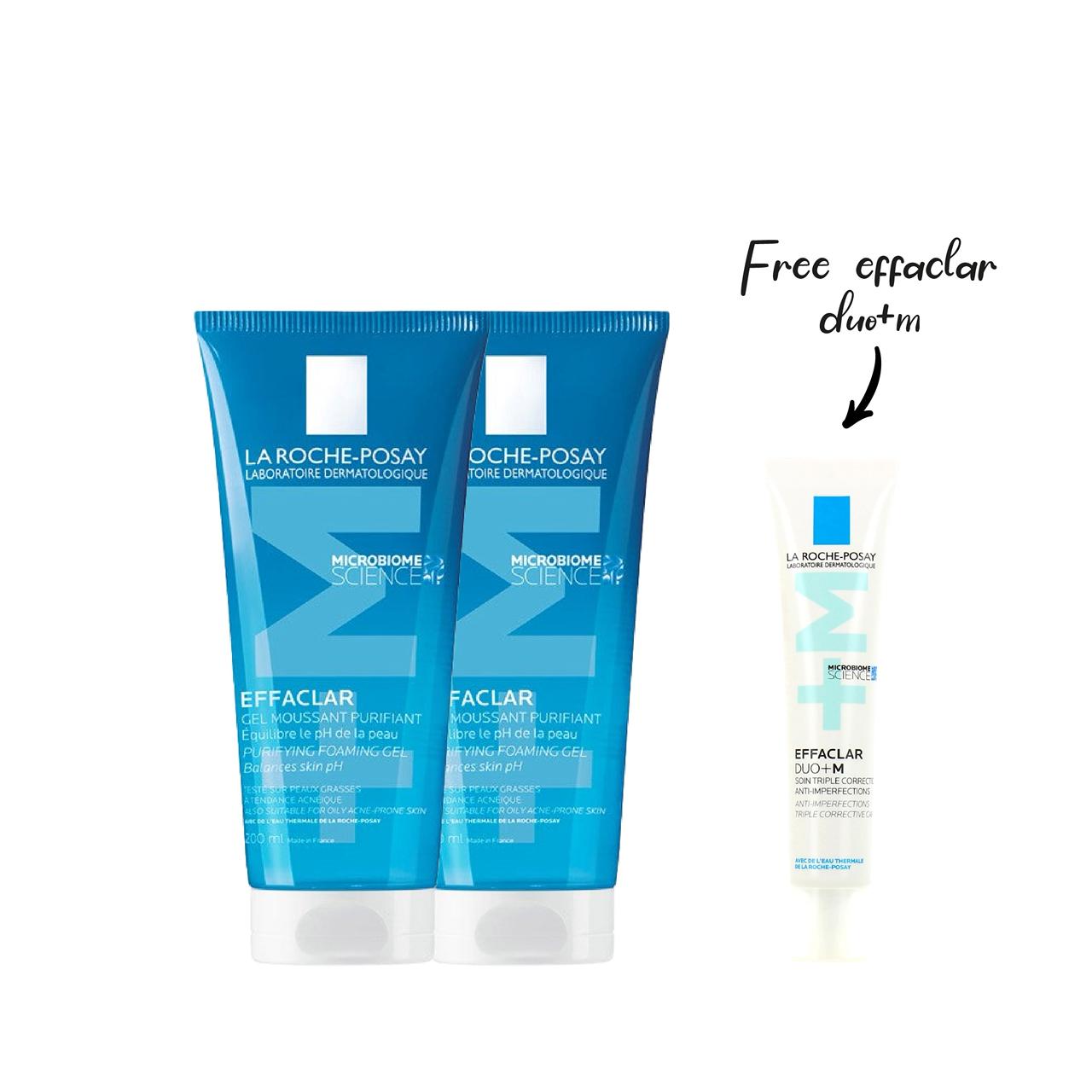 Buy 2 La Roche Posay Effaclar Gel 200ML+ FREE La Roche Posay Effaclar Duo M+ 40ML