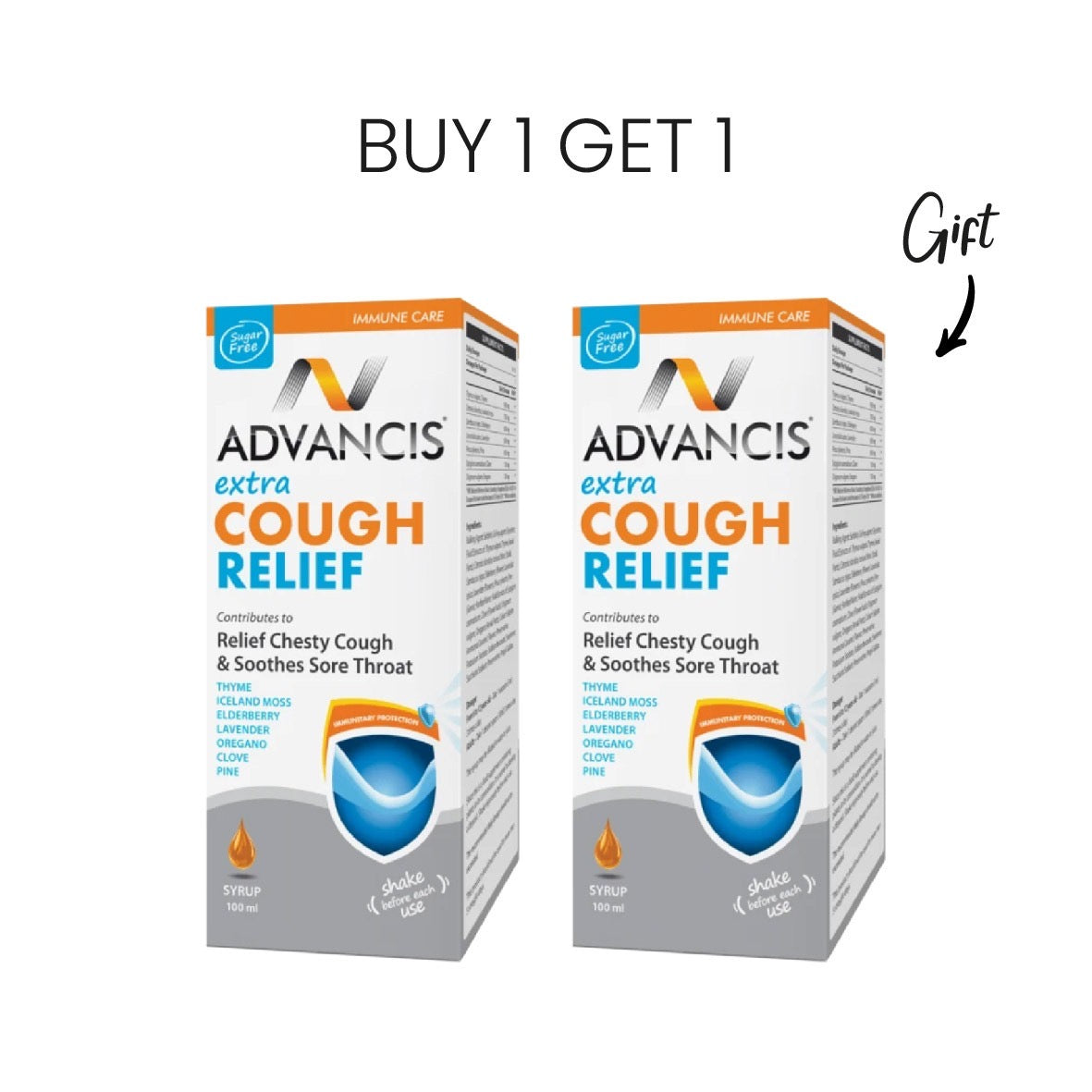 Buy 1 Get 1 Free Advancis Extra Cough Relief Syrup 100ML