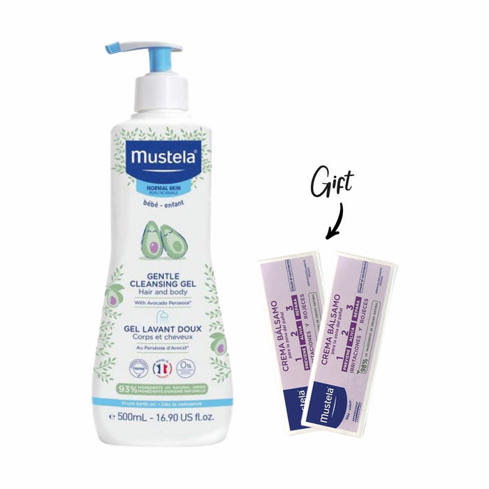 Mustela Gentle 2in1 Cleansing Gel 500ml + FREE 2x Mustela Creme Change 123 10ml