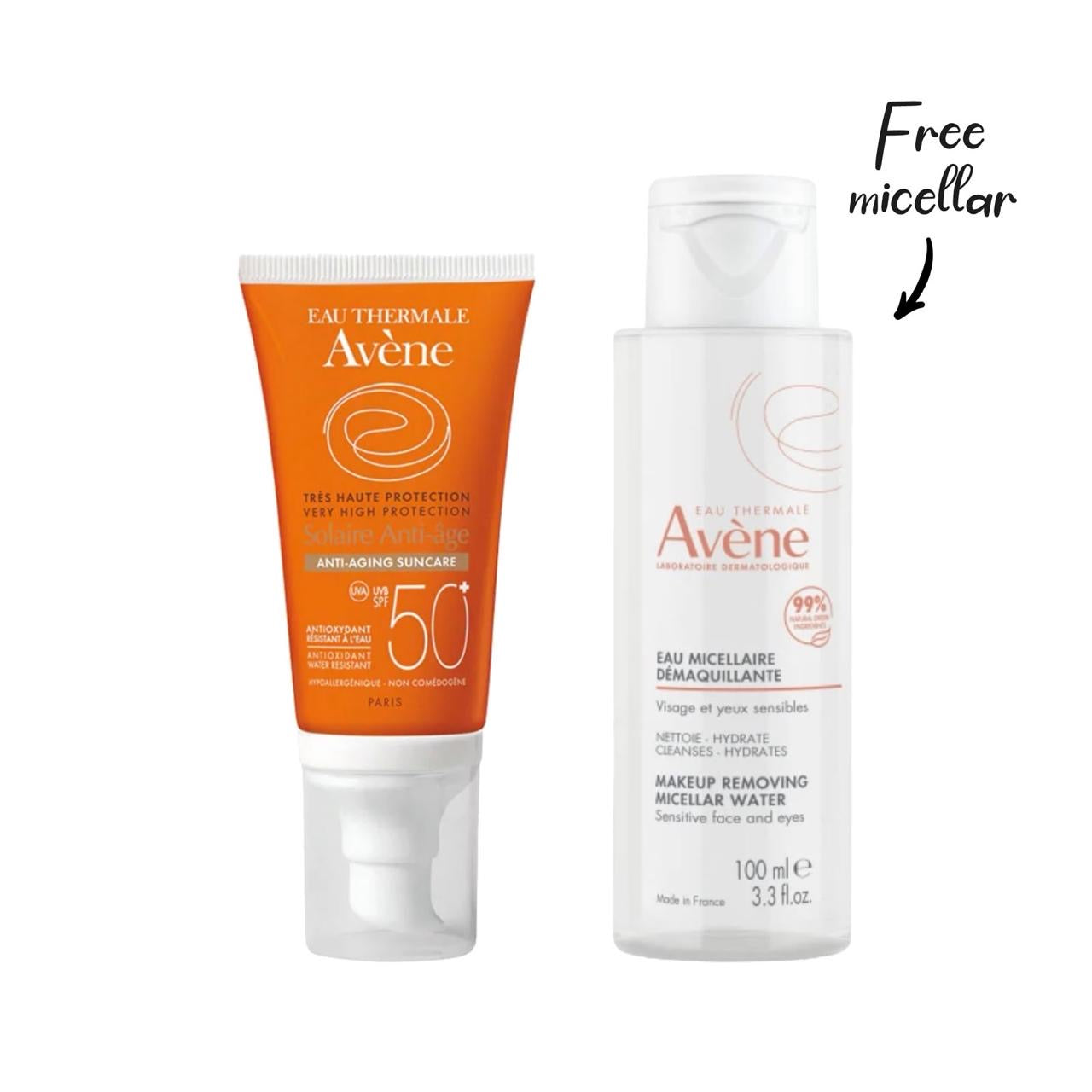 AVENE SOLAIRE ANTI-AGE SPF50+ 50ML+ FREE Avene Micellair 100ML