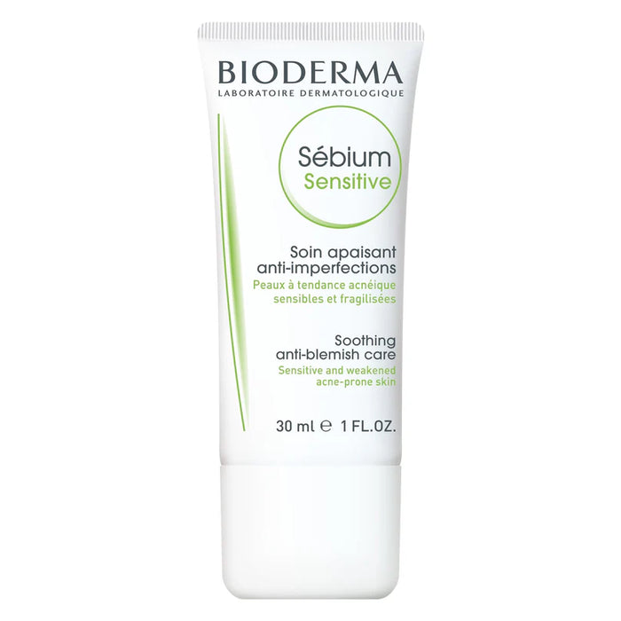 BIODERMA SEBIUM SENSITIVE SOOTHING MOISTURISING ANTI-BLEMISH CREAM ACNE-PRONE SKIN 30ML