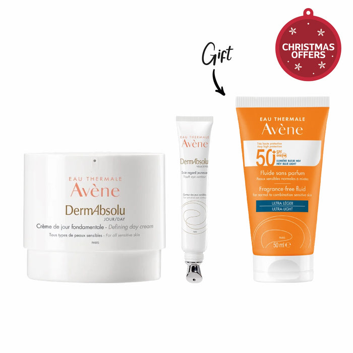 Avene Dermabsolu day cream 50ml + Avene Dermabsolu Eye cream 15ml  + FREE Avene Sun fluid SpF 50+ 50ml