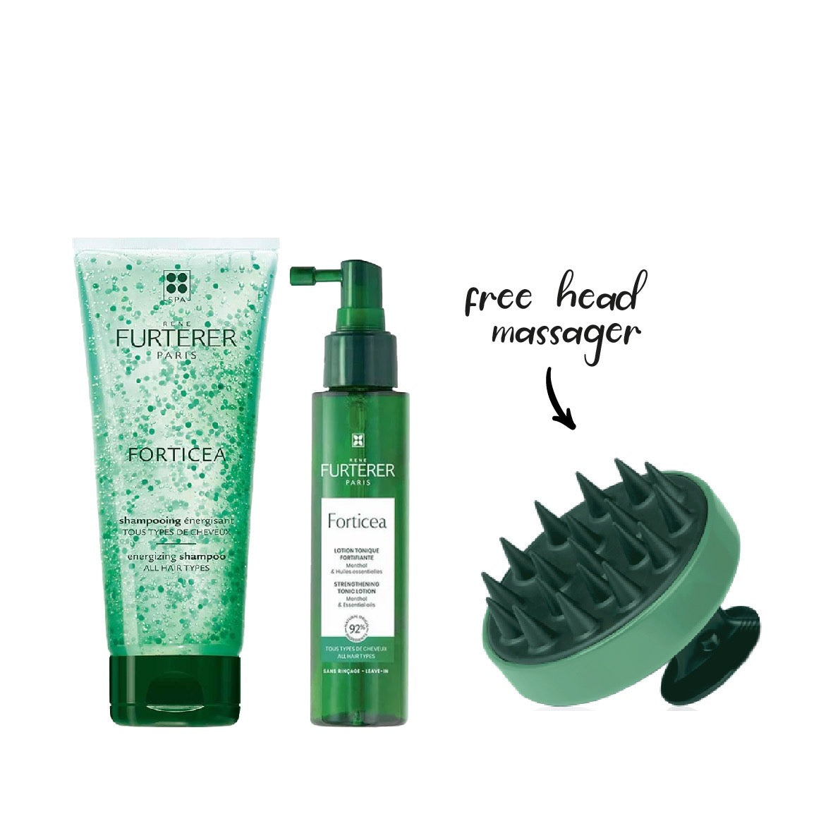 Rene Furterer Forticea Shampoo + Lotion + Free Scalp masaager